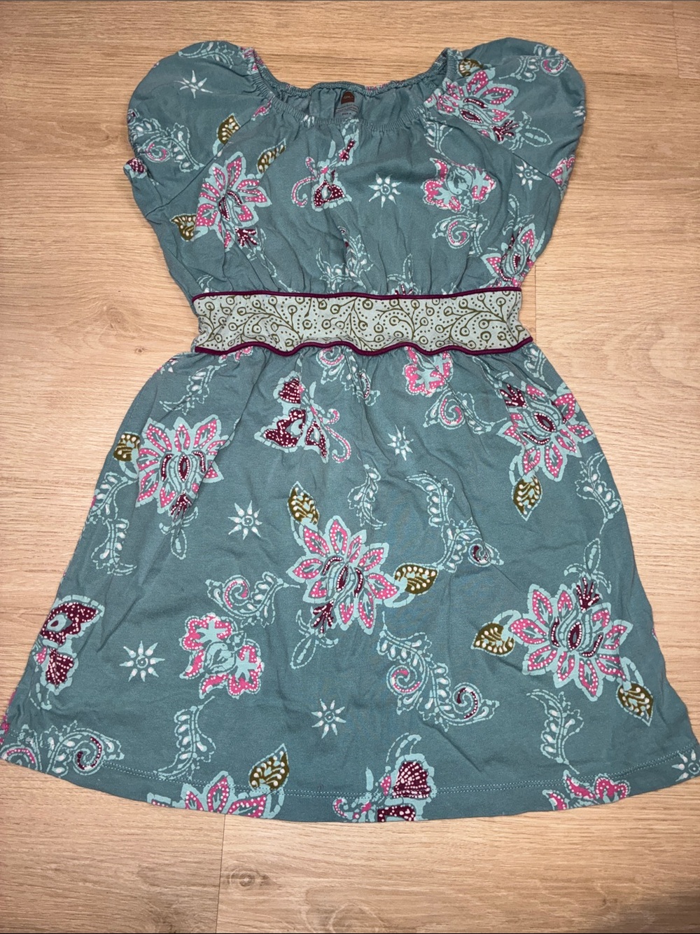 Tea Collection Girls' Teal Floral Dress